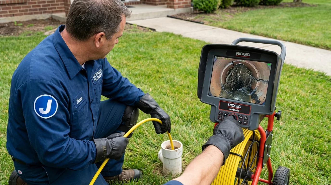 Sewer camera inspection being performed by Johns Plumbing LLC in Bay